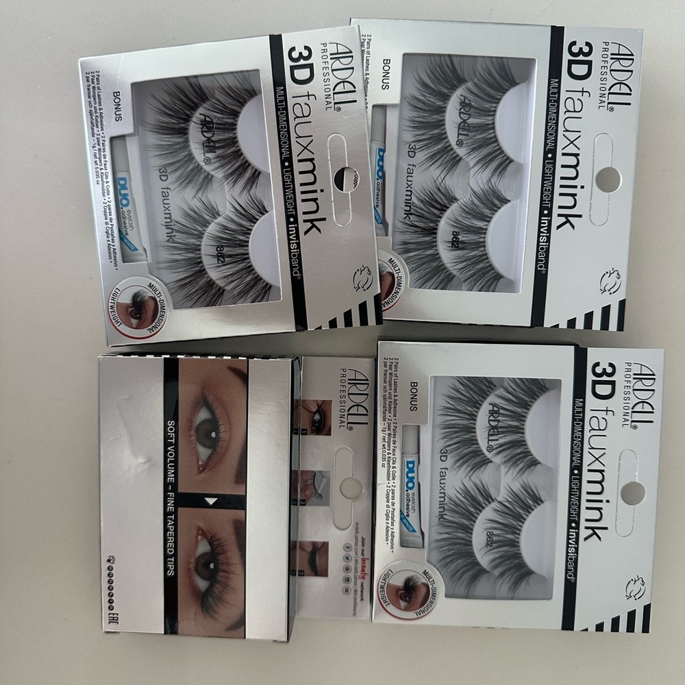 8 pairs Ardell 3D Faux Mink Lashes with Duo Adhesive